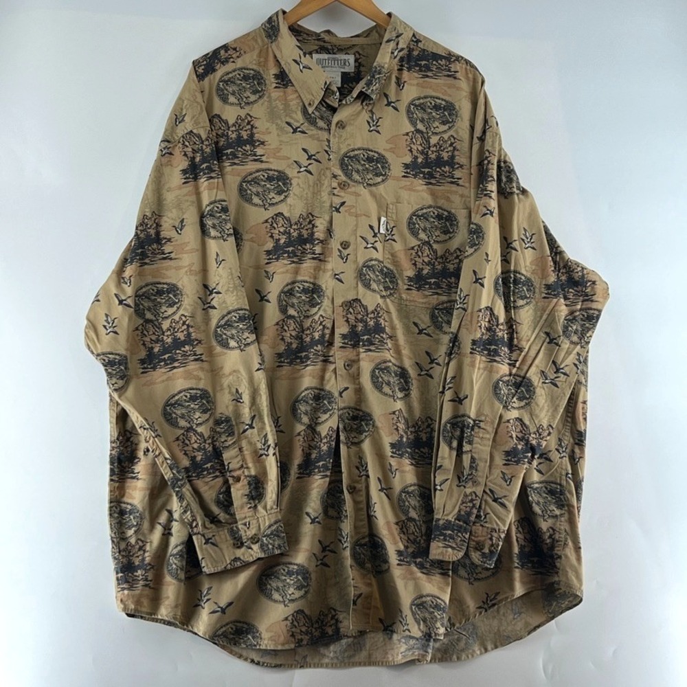 VTG Authentic Outfitters Shirt 4XLT Men Camo Nature Duck Hunting Streetwear AOP